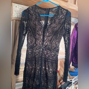 Crystal Doll Black Lace Long Sleeve Dress